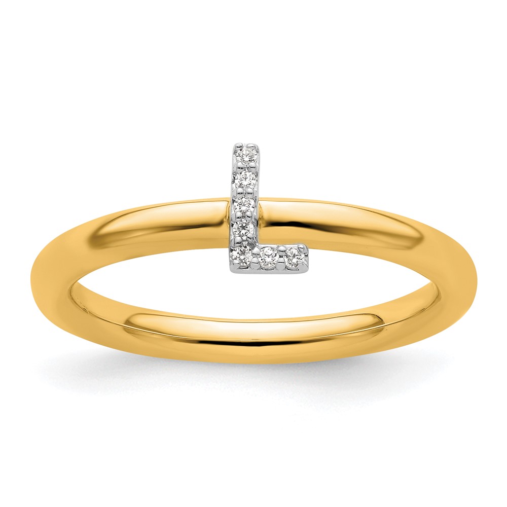 14K Stackable Diamond Initial L Ring (SK2112LY-7)