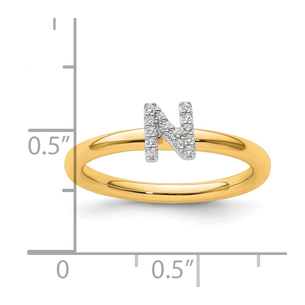 14K Stackable Diamond Initial N Ring (SK2112NY-7)