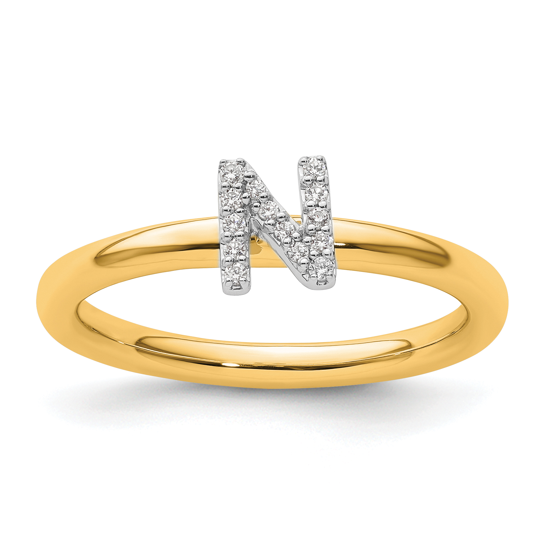 14K Stackable Diamond Initial N Ring (SK2112NY-7)