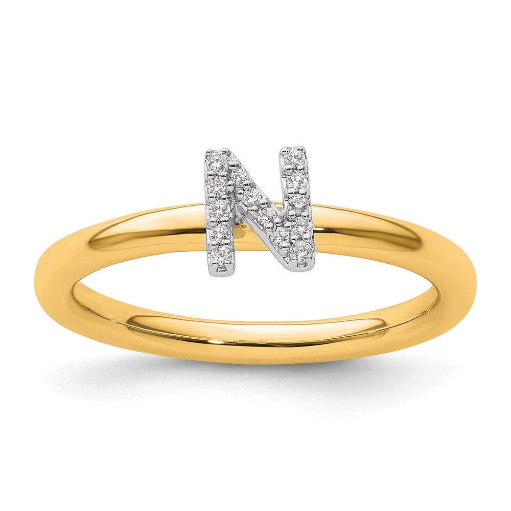14K Stackable Diamond Initial N Ring (SK2112NY-7)