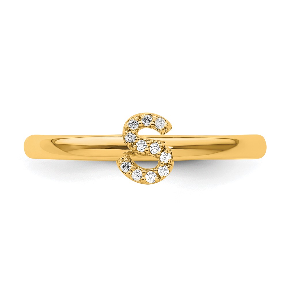 14K Stackable Diamond Initial S Ring (SK2112SY-7)