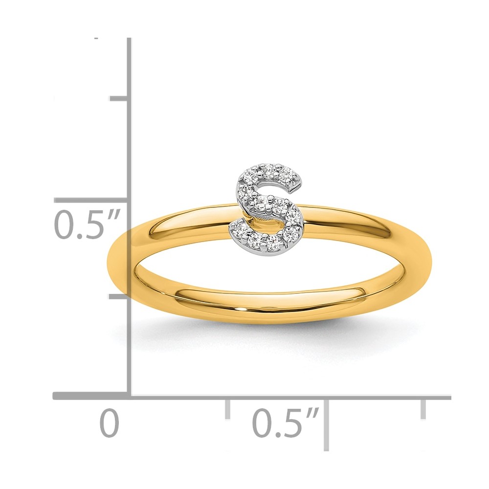 14K Stackable Diamond Initial S Ring (SK2112SY-7)