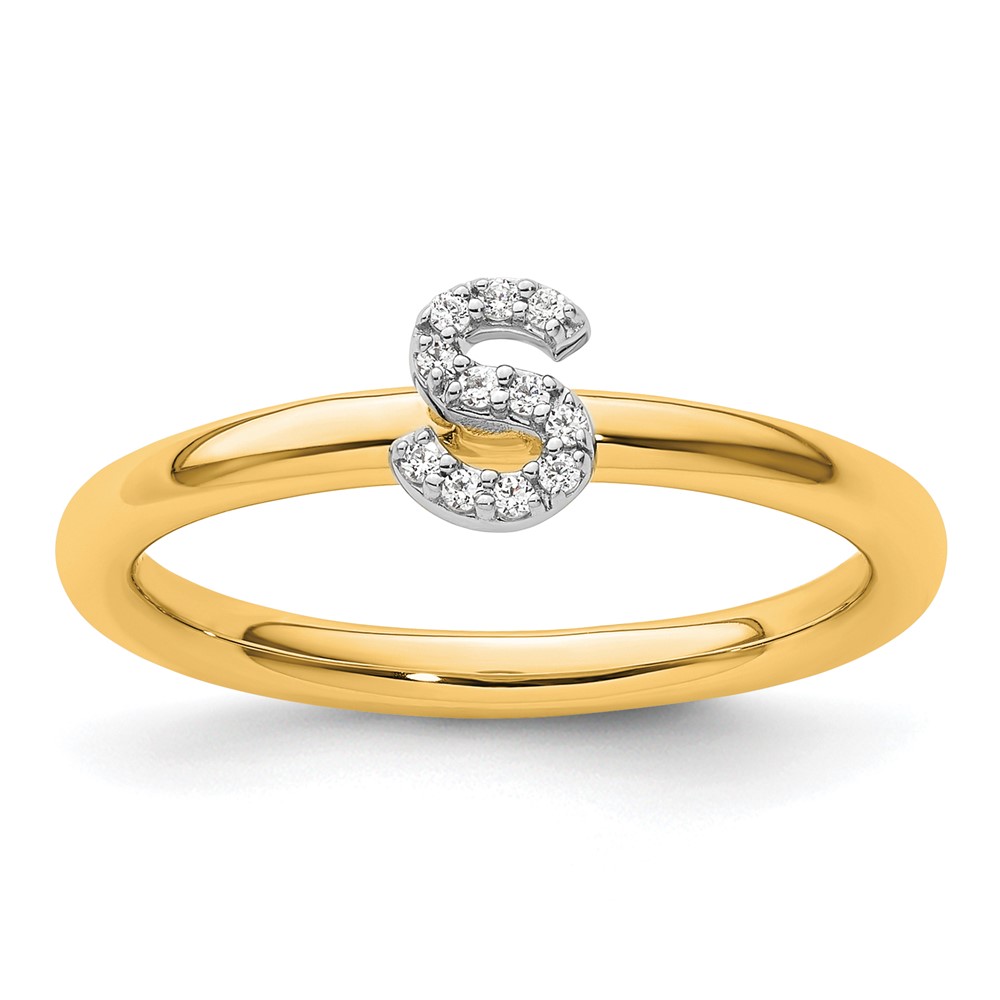 14K Stackable Diamond Initial S Ring (SK2112SY-7)