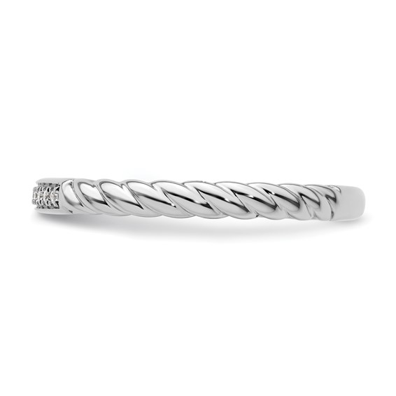14k White Gold Stackable Expressions Diamond Twisted Ring
