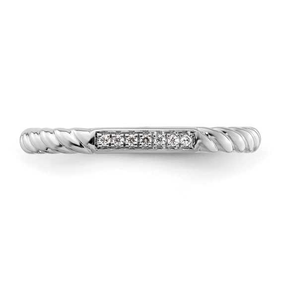 14k White Gold Stackable Expressions Diamond Twisted Ring
