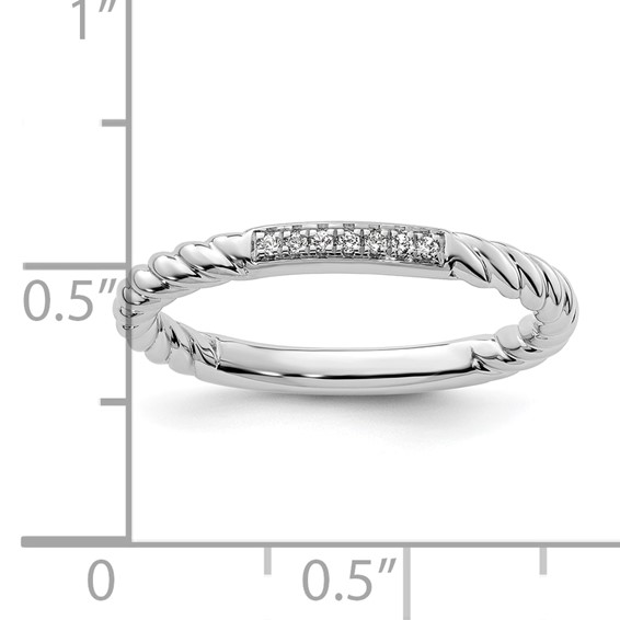 14k White Gold Stackable Expressions Diamond Twisted Ring