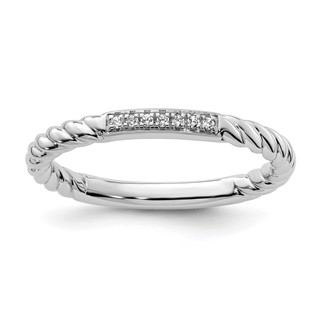 14k White Gold Stackable Expressions Diamond Twisted Ring