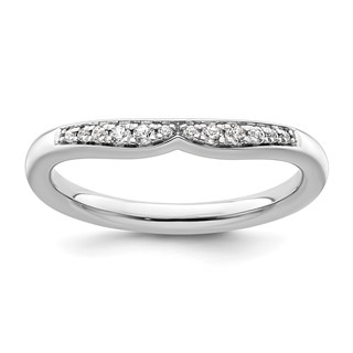 14k White Gold Stackable Expressions Diamond Curved Ring