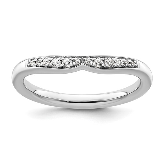 14k White Gold Stackable Expressions Diamond Curved Ring