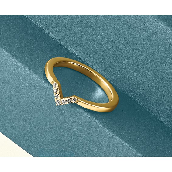 14k Stackable Expressions Diamond V-Shape Ring