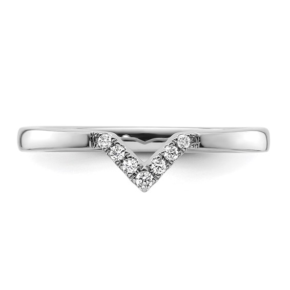 14k White Gold Stackable Expressions Diamond V-Shape Ring