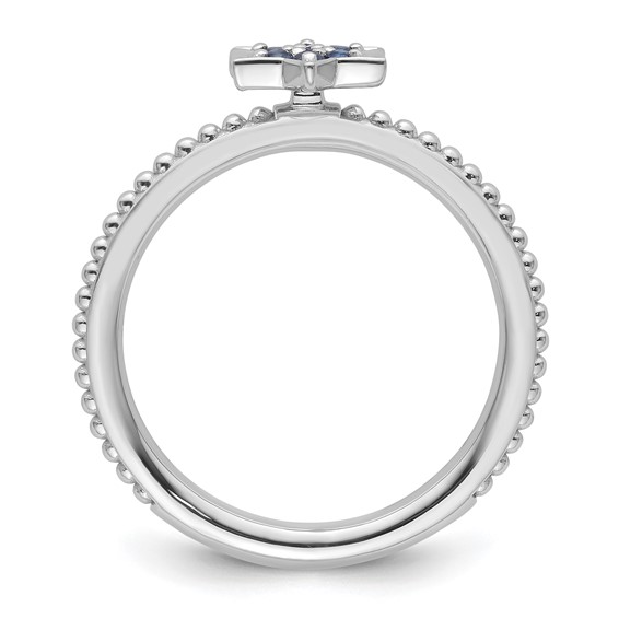 14k White Gold Stackable Expressions Created Sapphire Star Ring