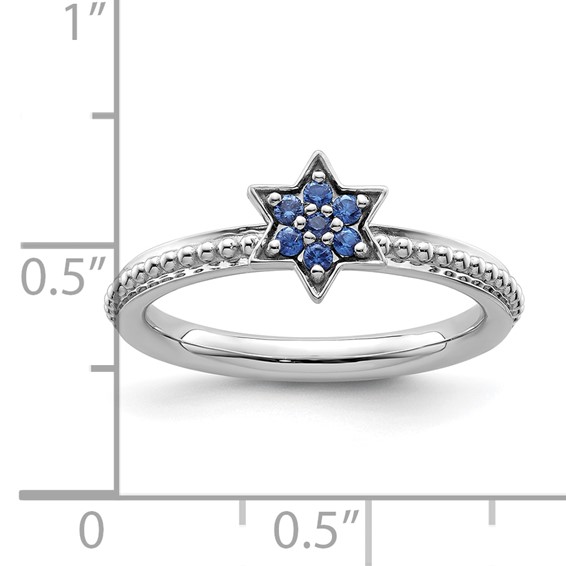 14k White Gold Stackable Expressions Created Sapphire Star Ring