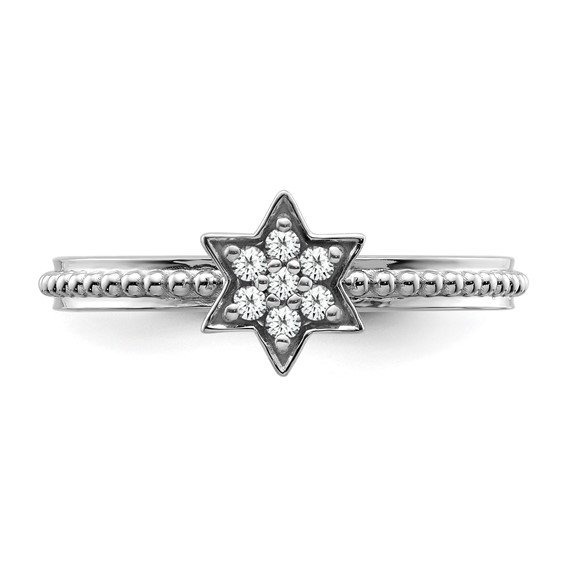 14k White Gold Stackable Expressions Diamond Star Ring