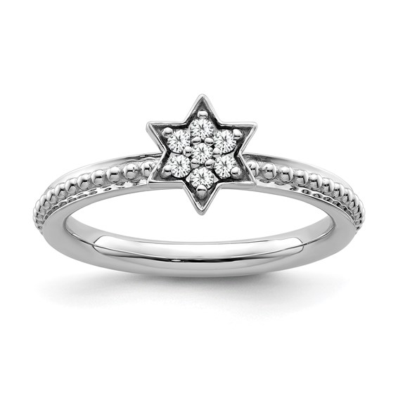 14k White Gold Stackable Expressions Diamond Star Ring