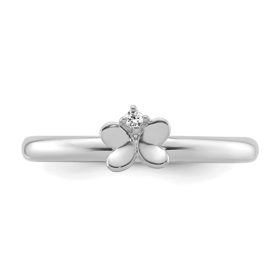 14k White Gold Stackable Expressions Diamond Butterfly Ring