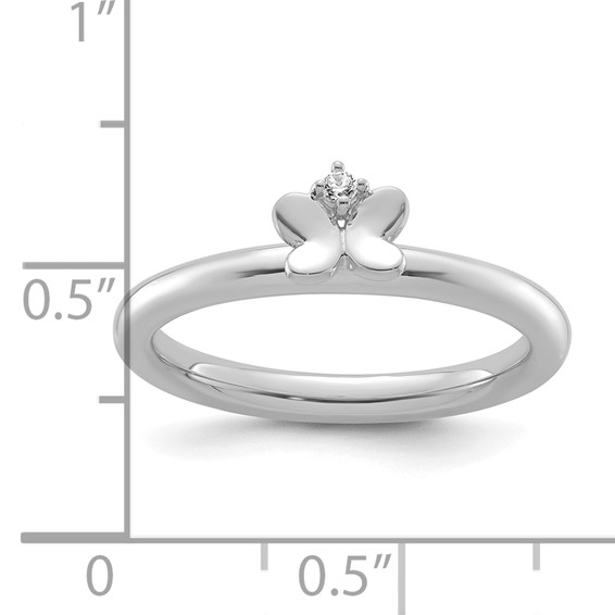 14k White Gold Stackable Expressions Diamond Butterfly Ring