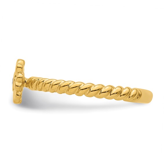 14k Stackable Expressions Diamond Flower Twisted Ring