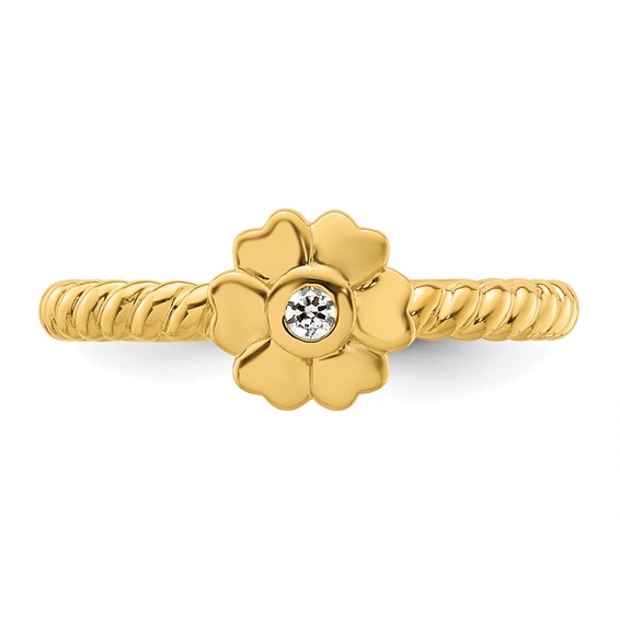 14k Stackable Expressions Diamond Flower Twisted Ring