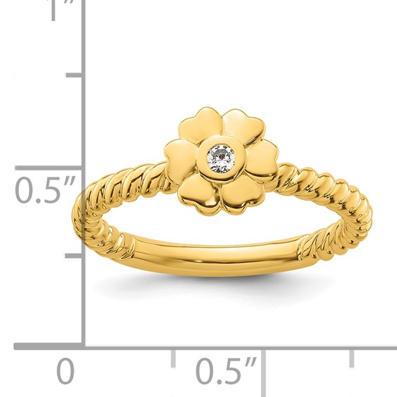 14k Stackable Expressions Diamond Flower Twisted Ring