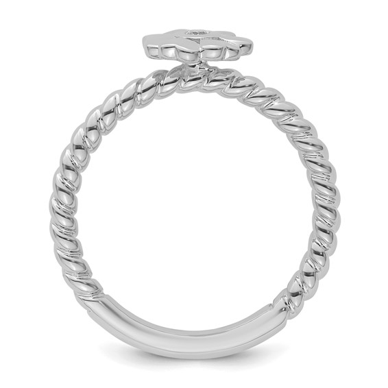 14k White Gold Stackable Expressions Diamond Flower Twisted Ring