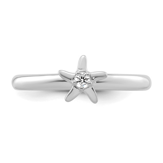 14k White Gold Stackable Expressions Diamond Starfish Ring