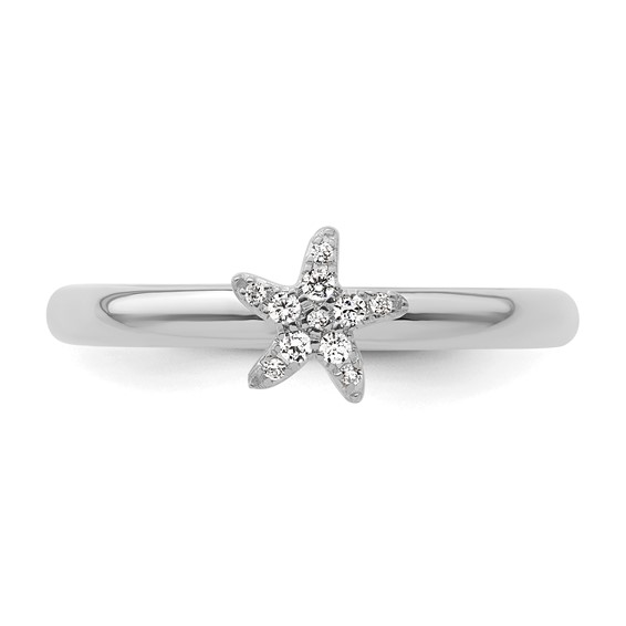 14k White Gold Stackable Expressions Diamond Starfish Ring