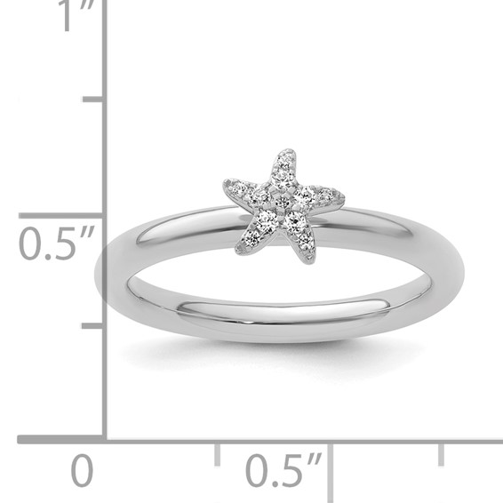 14k White Gold Stackable Expressions Diamond Starfish Ring