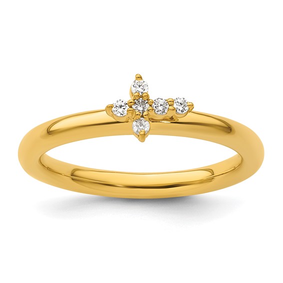 14k Stackable Expressions Diamond Cross Ring