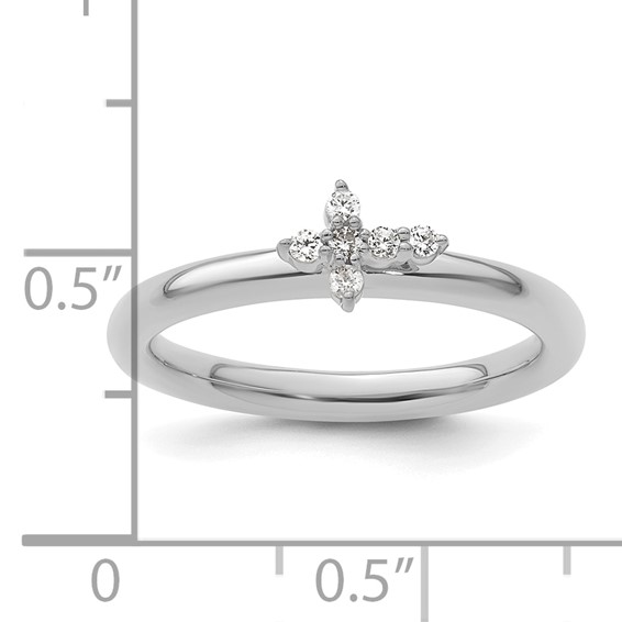 14k White Gold Stackable Expressions Diamond Cross Ring