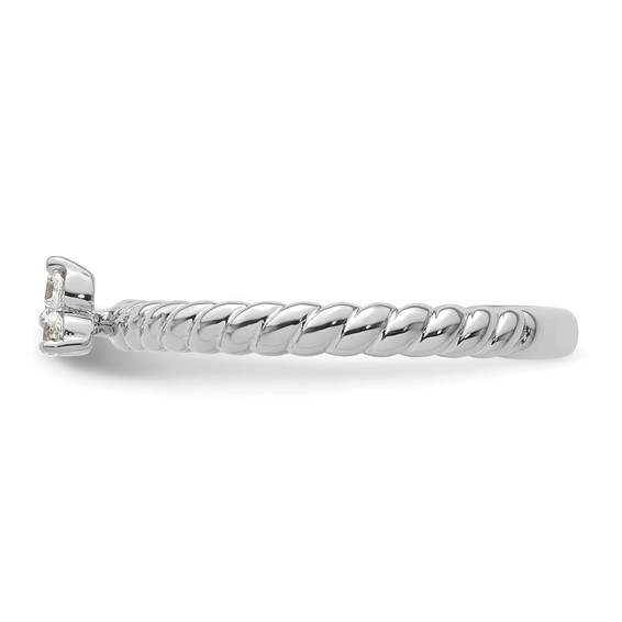 14k White Gold Stackable Expressions Diamond Twisted Ring