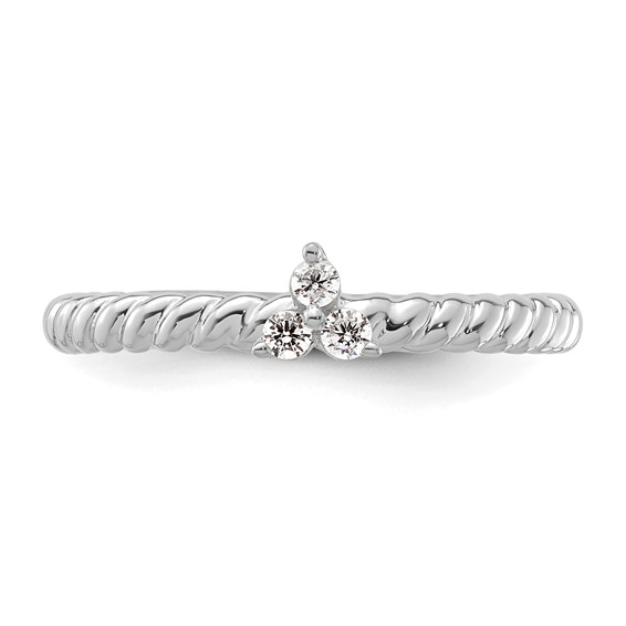 14k White Gold Stackable Expressions Diamond Twisted Ring