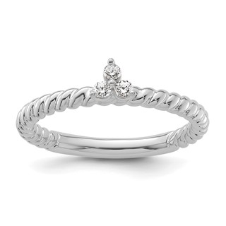 14k White Gold Stackable Expressions Diamond Twisted Ring