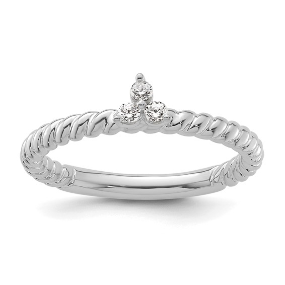 14k White Gold Stackable Expressions Diamond Twisted Ring