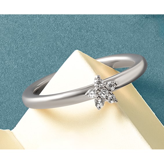 14k White Gold Stackable Expressions Diamond Star Ring