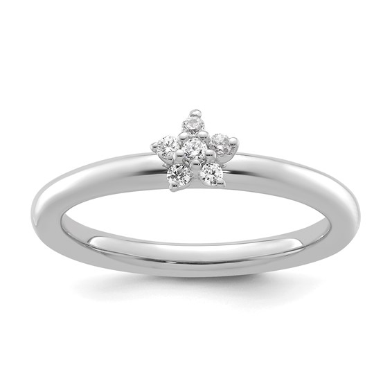 14k White Gold Stackable Expressions Diamond Star Ring