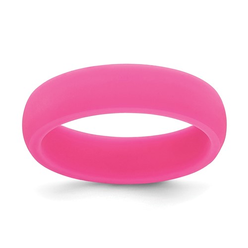 Silicone Hot Pink 5.7mm Domed Band, Size 6