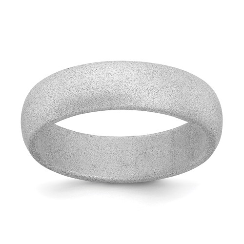 Silicone Silver Metallic 5.7mm Domed Band, Size 5