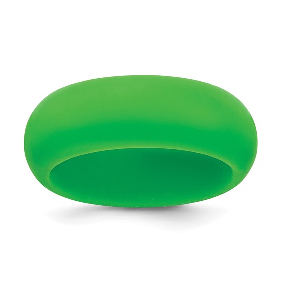 Silicone Green 8mm Domed Band Size 7