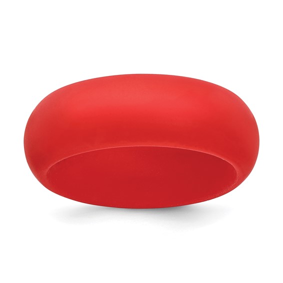 Silicone Red 8mm Domed Band Size 7