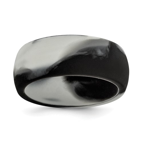 Silicone Black and Grey Camouflage 8.7mm Domed Band, Size 10