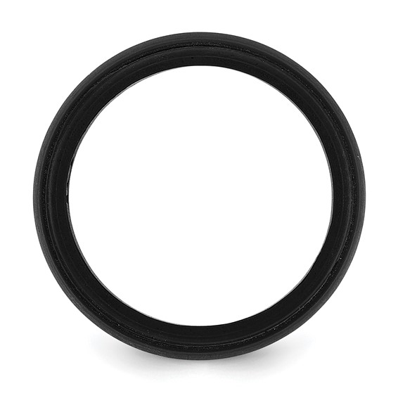 Silicone Black 8mm Ridged Edge Band Size 10