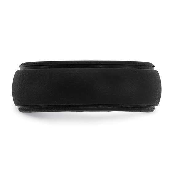 Silicone Black 8mm Ridged Edge Band Size 10