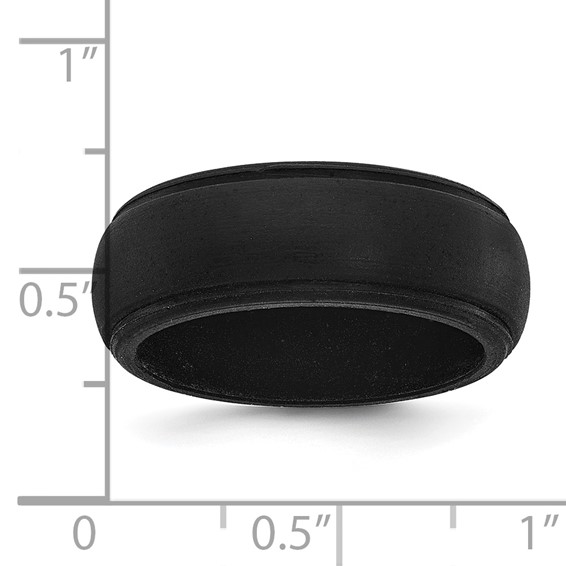 Silicone Black 8mm Ridged Edge Band Size 10