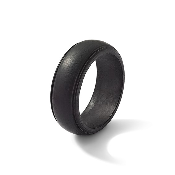 Silicone Black 8mm Ridged Edge Band Size 10