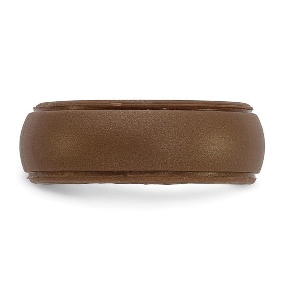 Silicone Bronze Metallic 8mm Ridged Edge Band Size 10