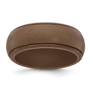 Silicone Bronze Metallic 8mm Ridged Edge Band Size 10