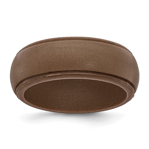 Silicone Bronze Metallic 8mm Ridged Edge Band, Size 14