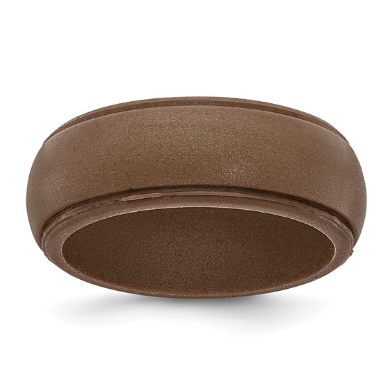 Silicone Bronze Metallic 8mm Ridged Edge Band Size 10