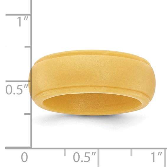 Silicone Gold Metallic 8mm Ridged Edge Band Size 10